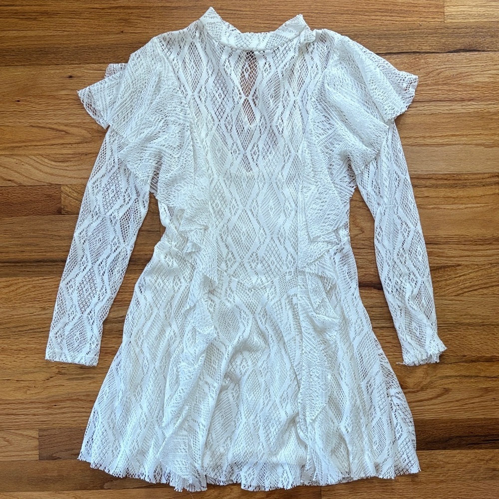 Free People Ivory Lace Long Sleeve Dress Women’s Sz Small oversized